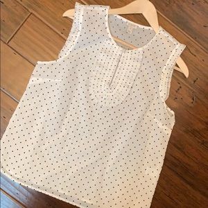 J CREW White & Navy Polka Dot Sleeveless Top
